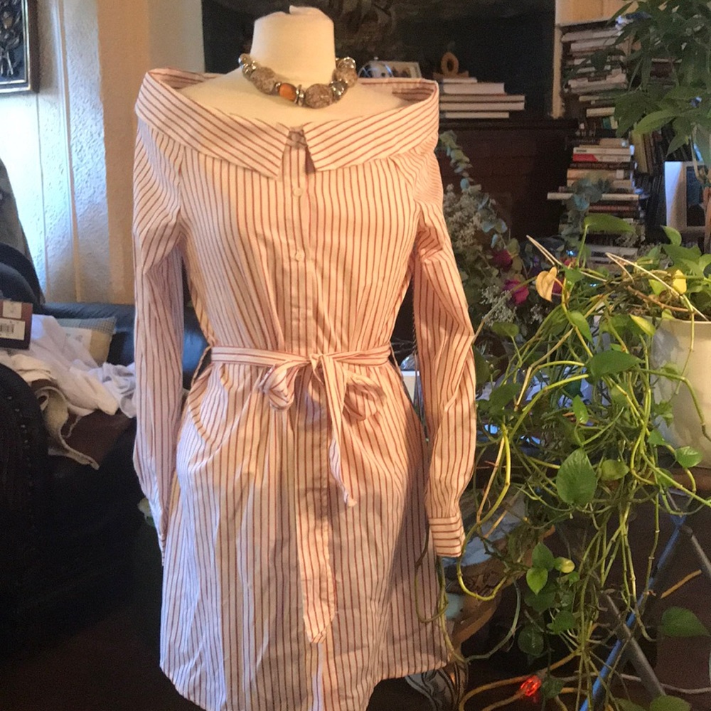Boat neck shirt dress